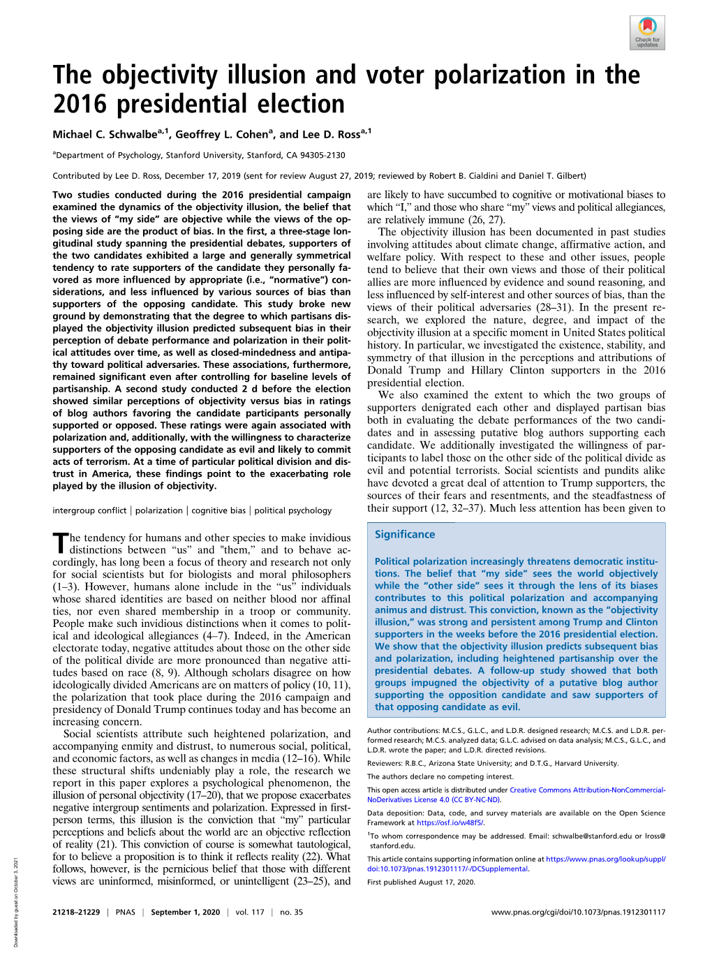 The Objectivity Illusion and Voter Polarization in the 2016 Presidential Election