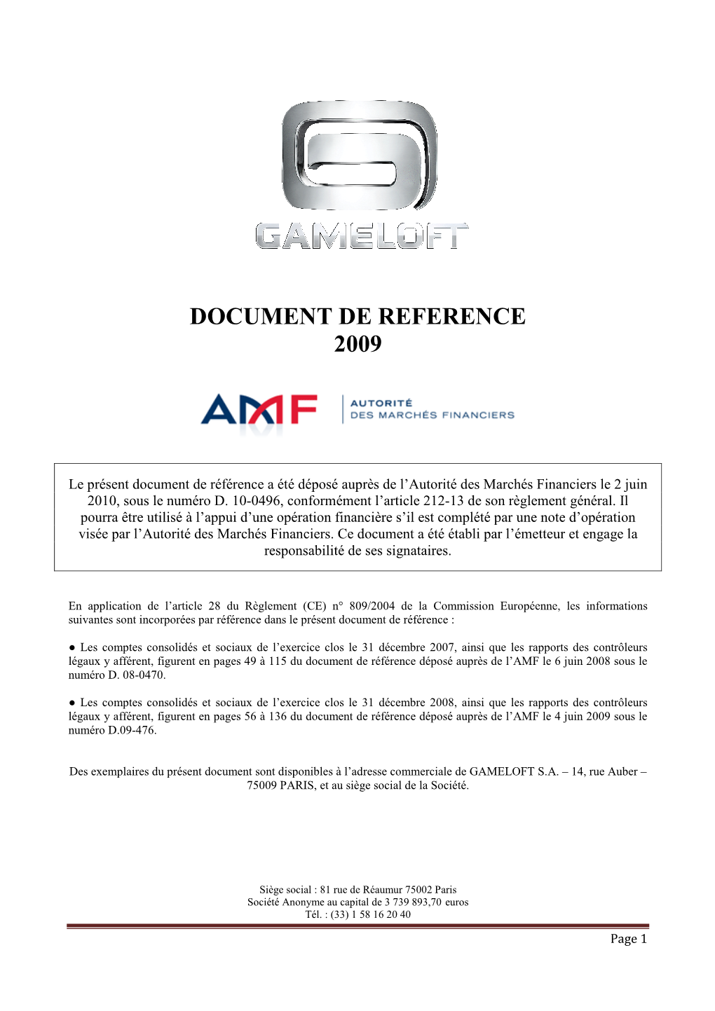 Document De Référence 2009