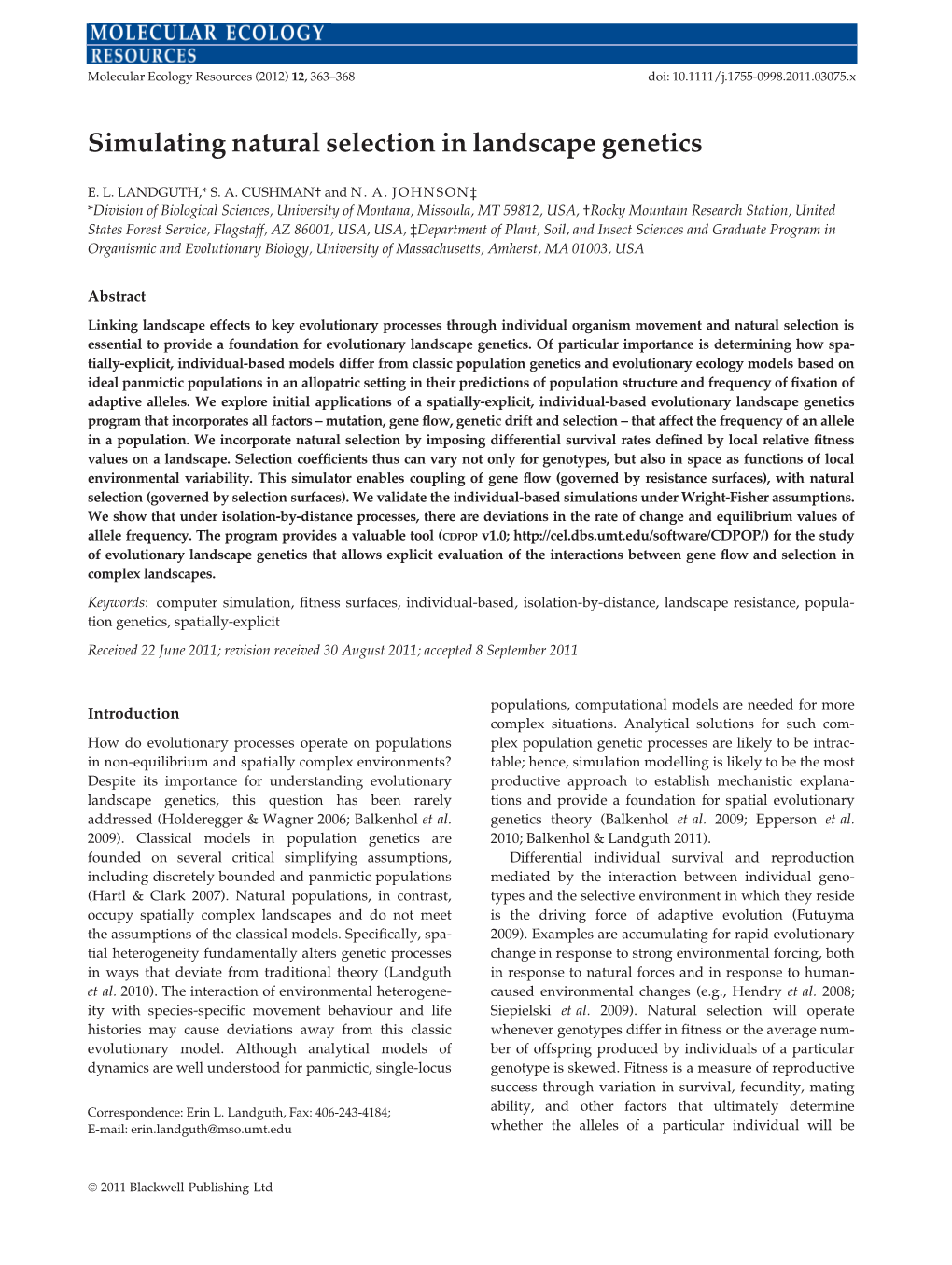 Simulating Natural Selection in Landscape Genetics