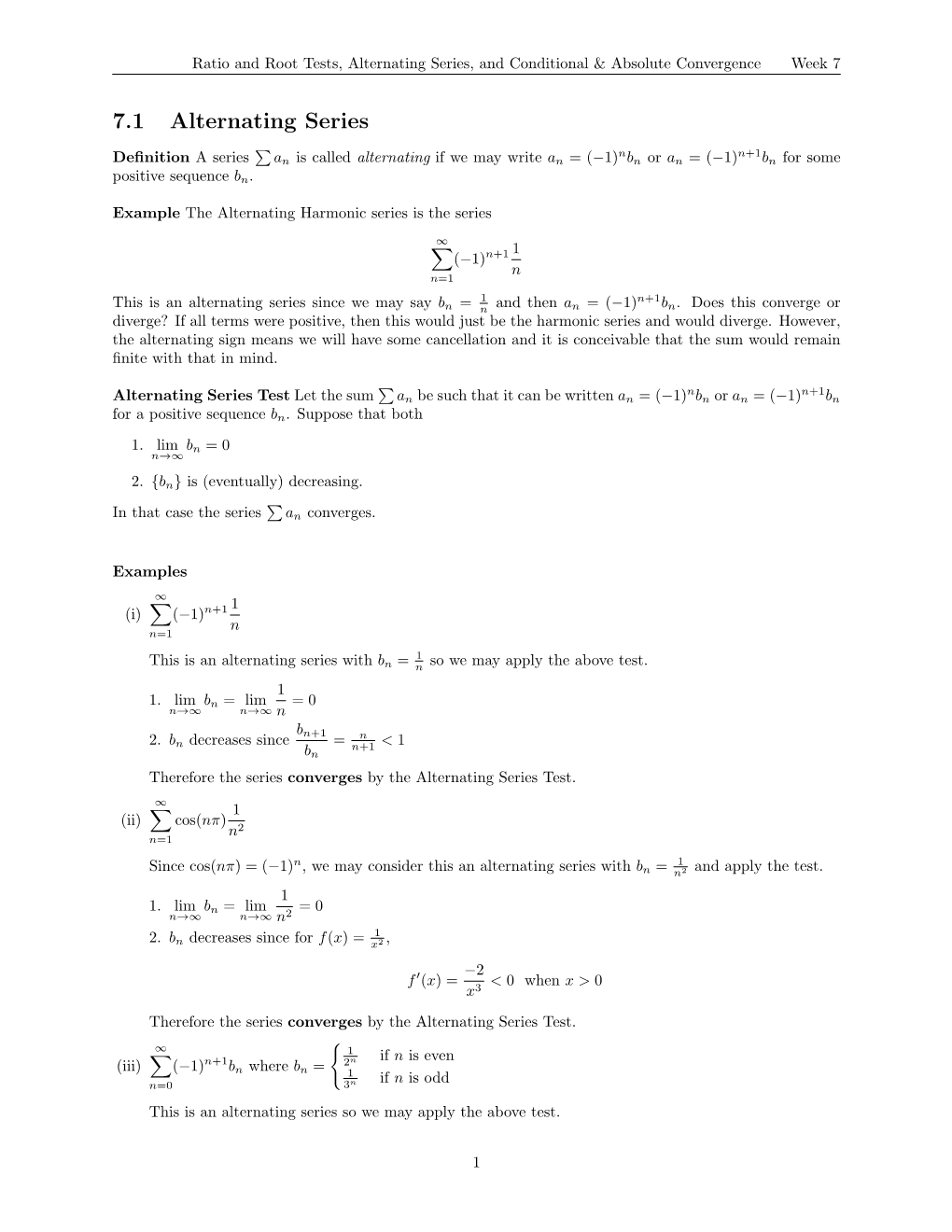 7.1 Alternating Series