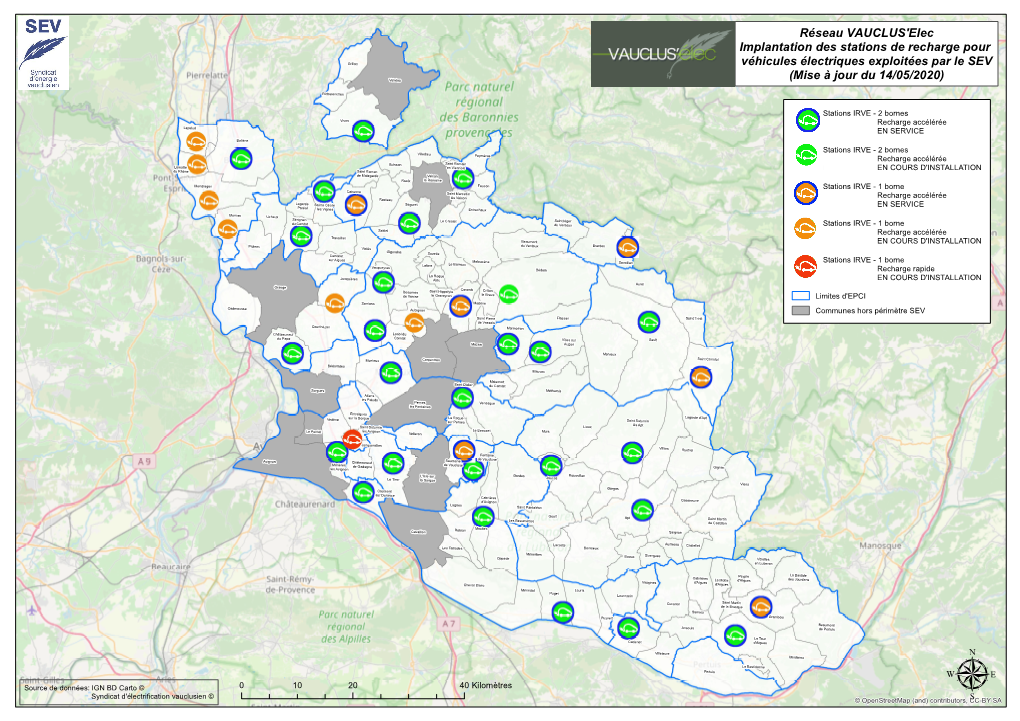 Réseau VAUCLUS'elec Implantation Des Stations De Recharge Pour Grillon Véhicules Électriques Exploitées Par Le SEV