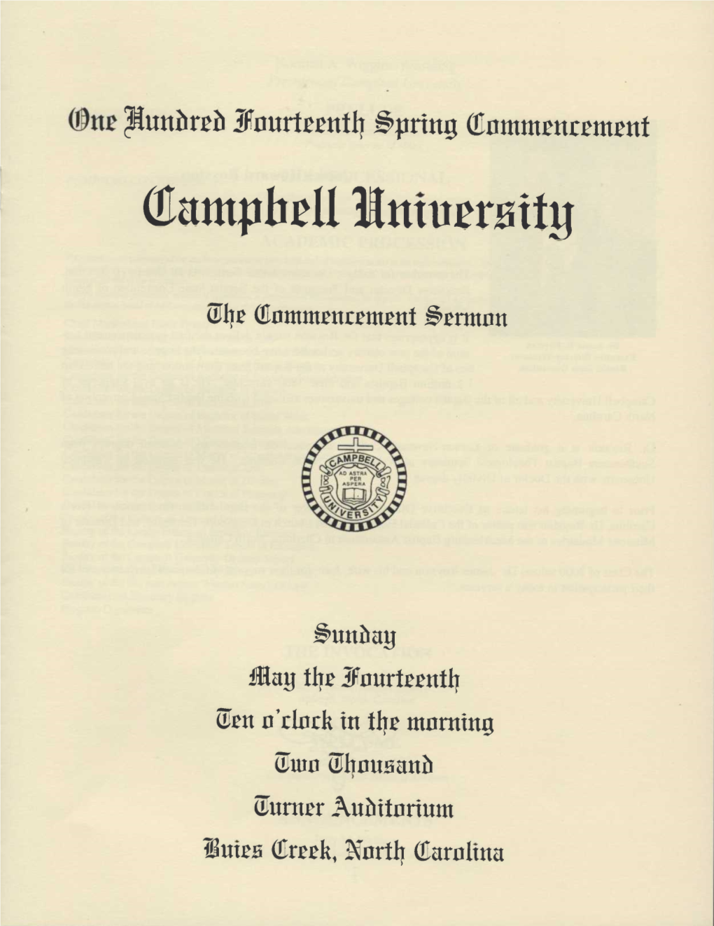 2000 Commencement Sermon