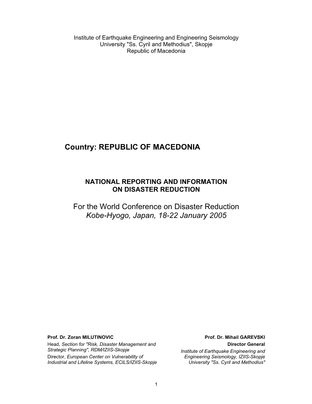 Country: REPUBLIC of MACEDONIA