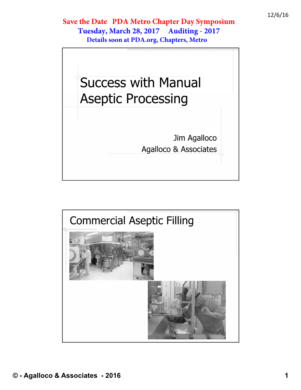 Success with Manual Aseptic Processing