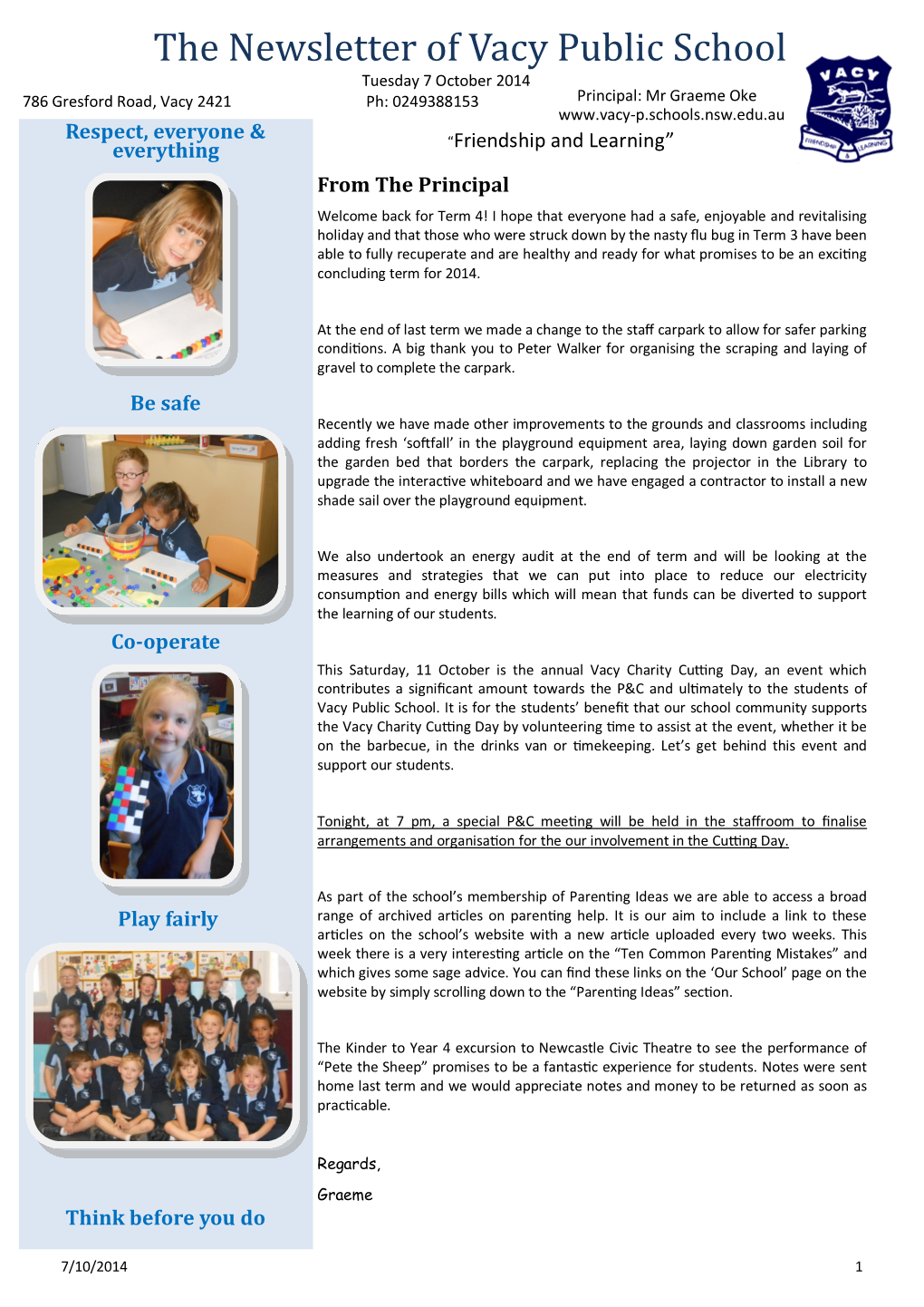 The Newsletter of Vacy Public School