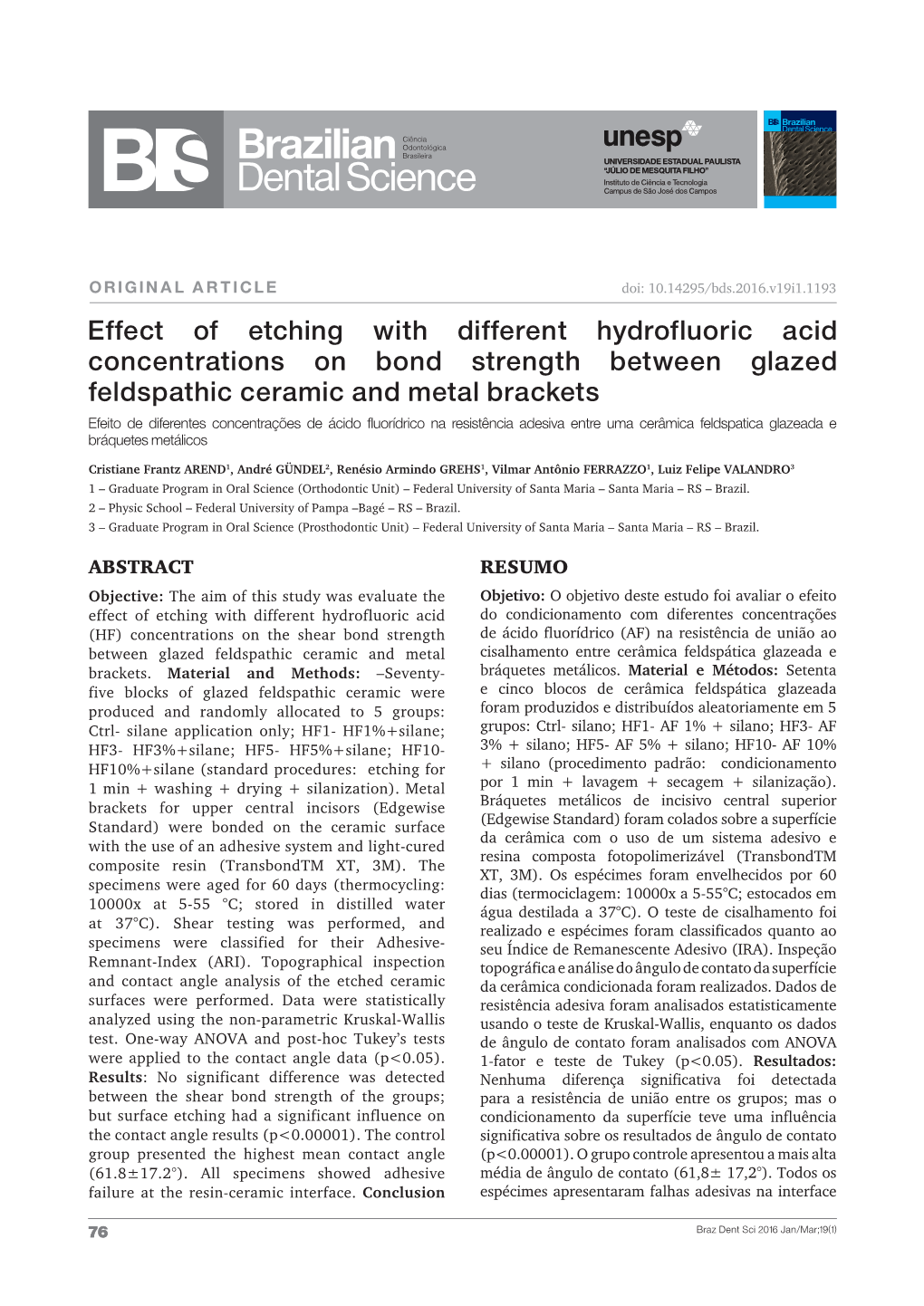 Effect of Etching with Different Hydrofluoric Acid Concentrations On