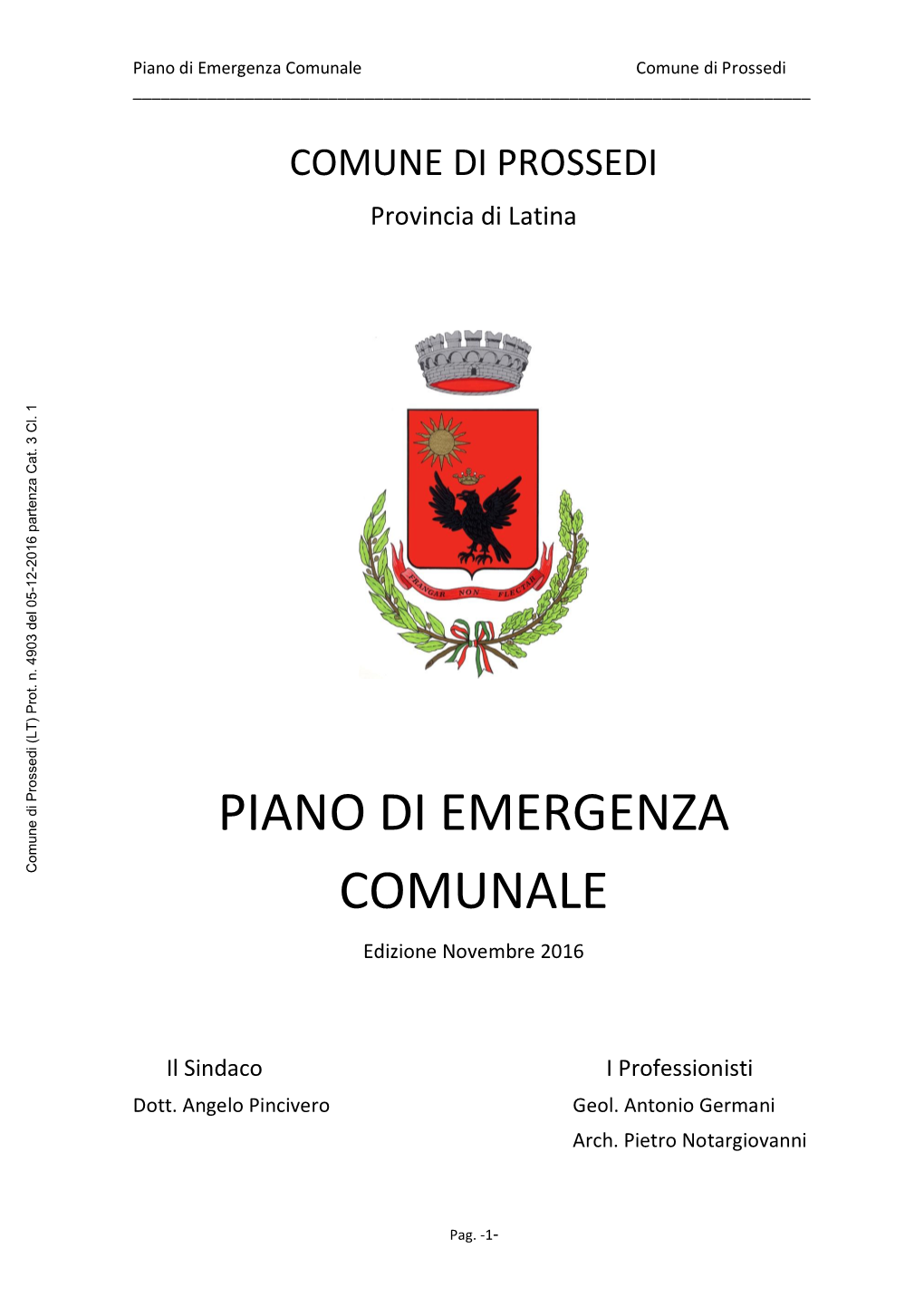 Piano Di Emergenza Comunale Comune Di Prossedi ______