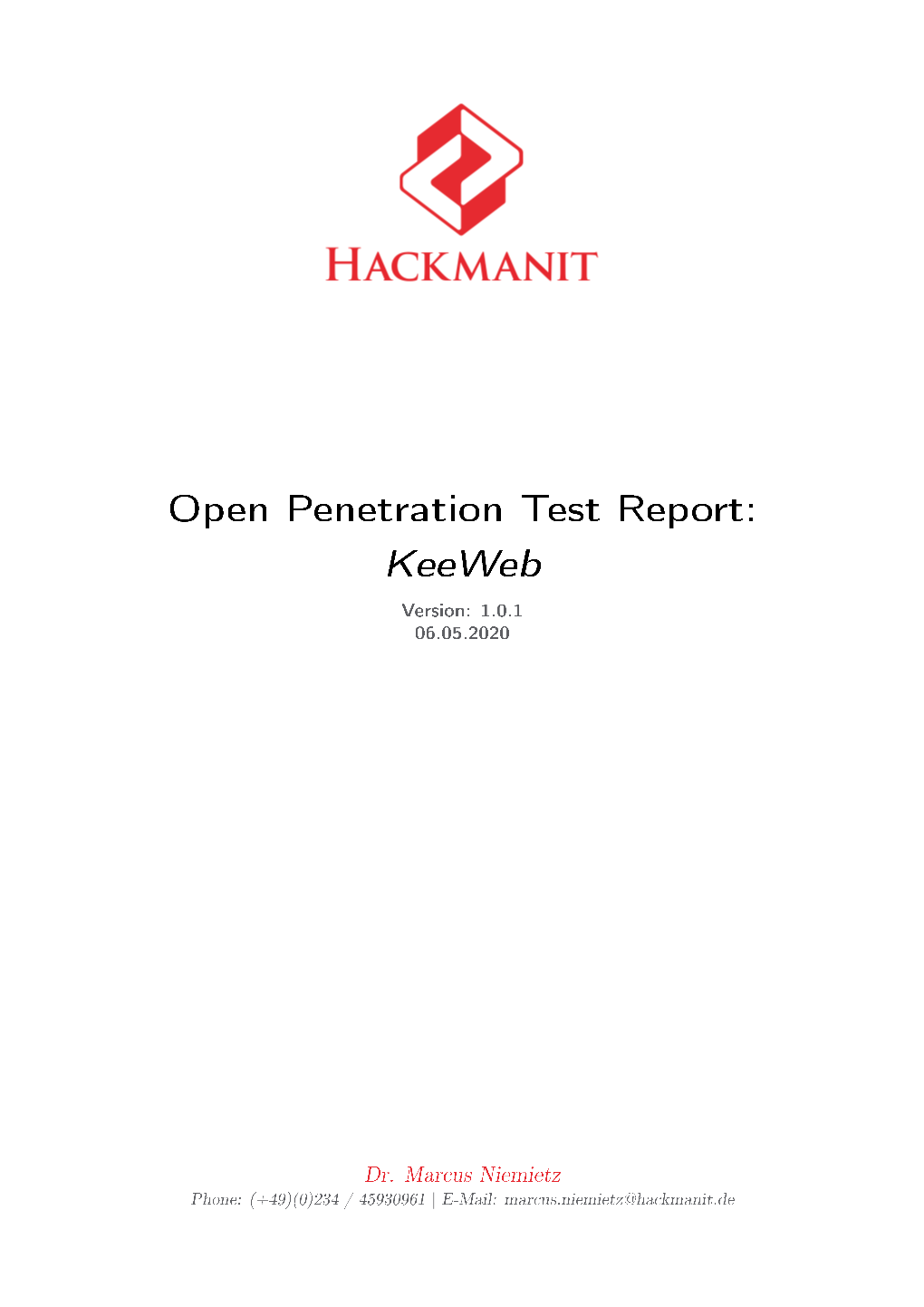 Keeweb Penetration Test Report
