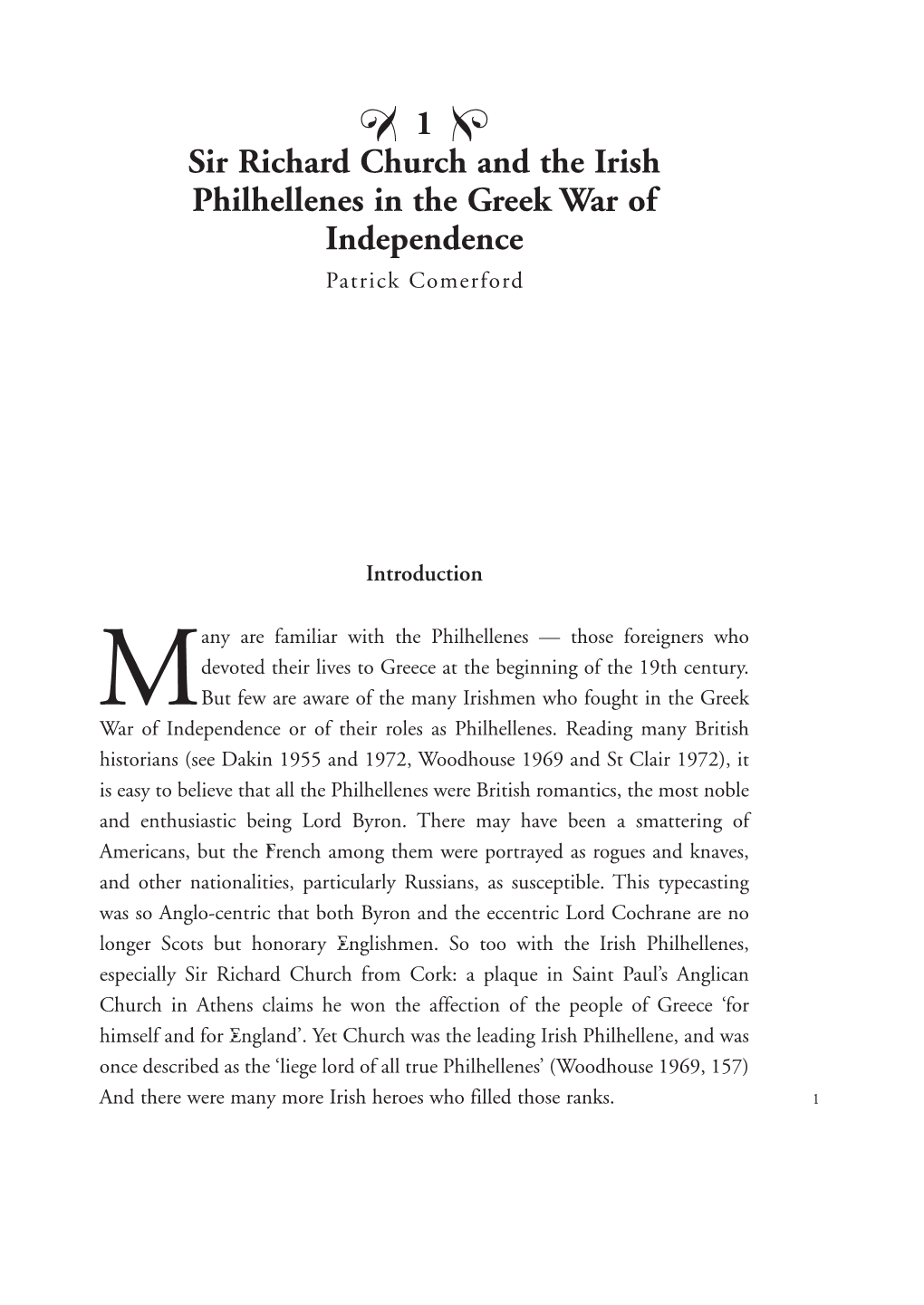 1 Sir Richard Church and the Irish Philhellenes in the Greek War Of