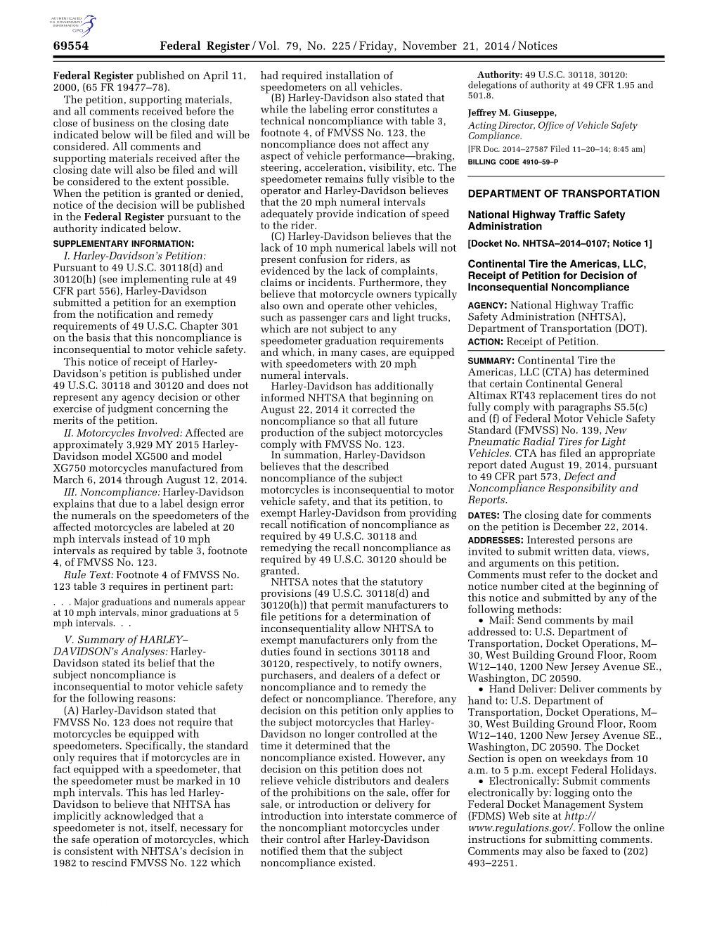 Federal Register/Vol. 79, No. 225/Friday, November 21, 2014