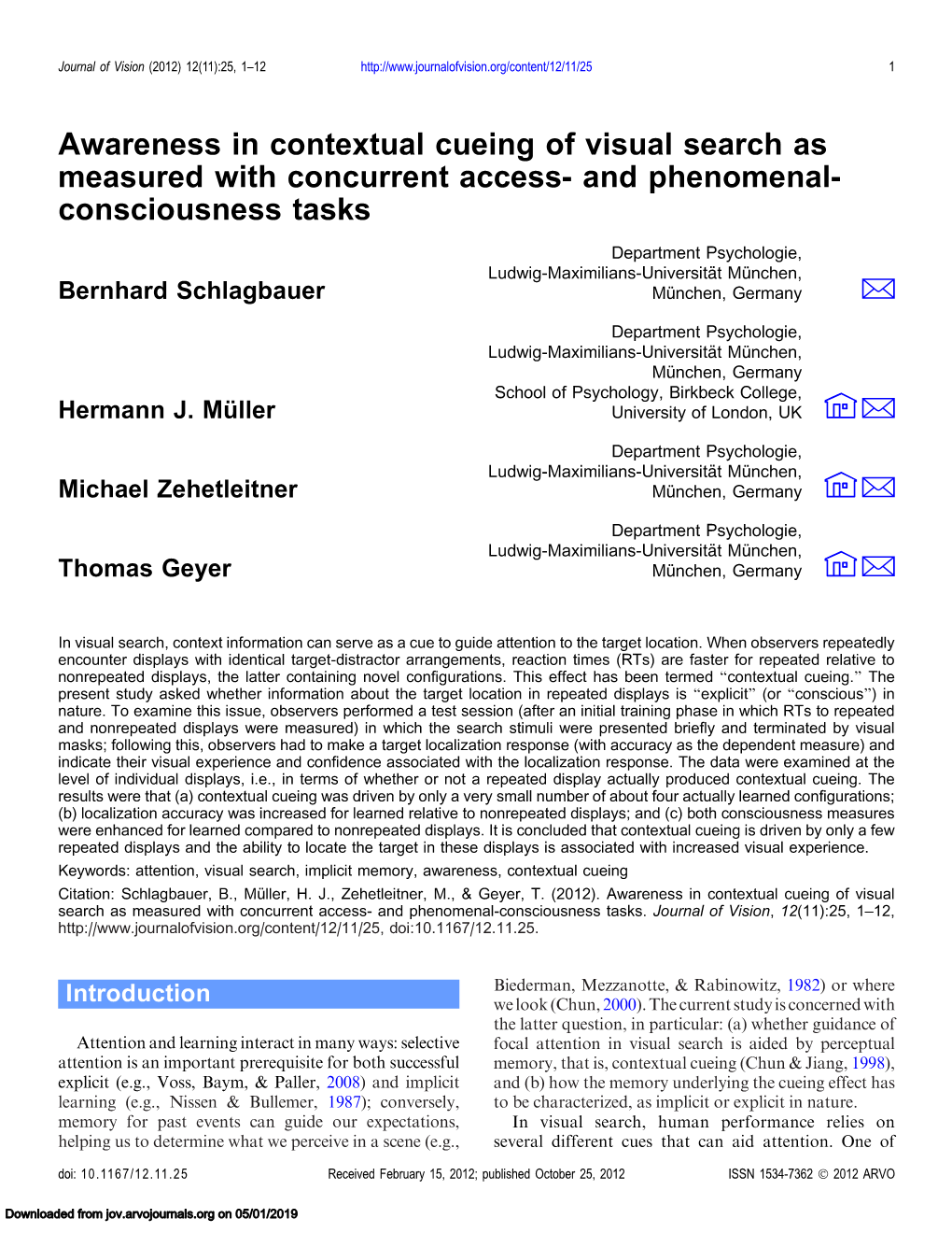 Awareness in Contextual Cueing of Visual Search As Measured with Concurrent Access- and Phenomenal- Consciousness Tasks