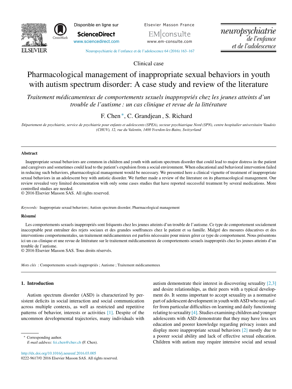 Pharmacological Management of Inappropriate Sexual Behaviors in Youth