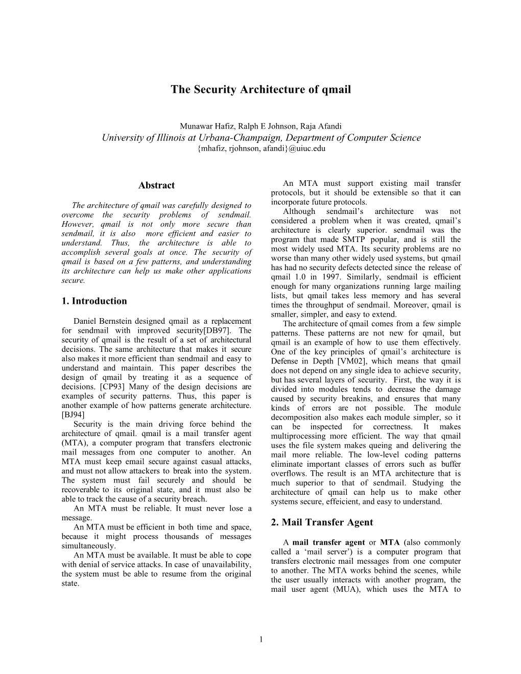 The Security Architecture of Qmail