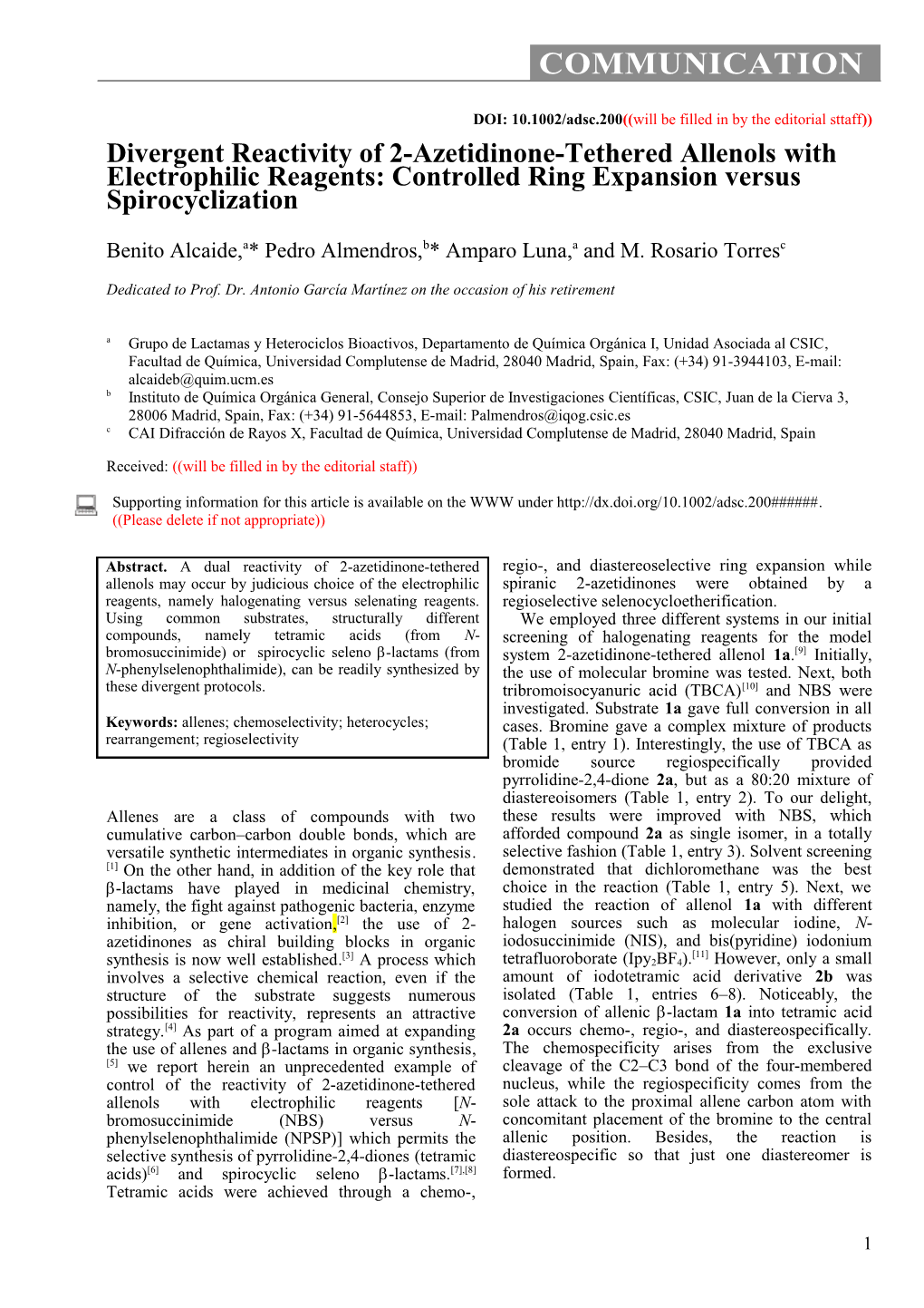 DOI: 10.1002/Adsc.200(( Will Be Filled in by the Editorial Sttaff))