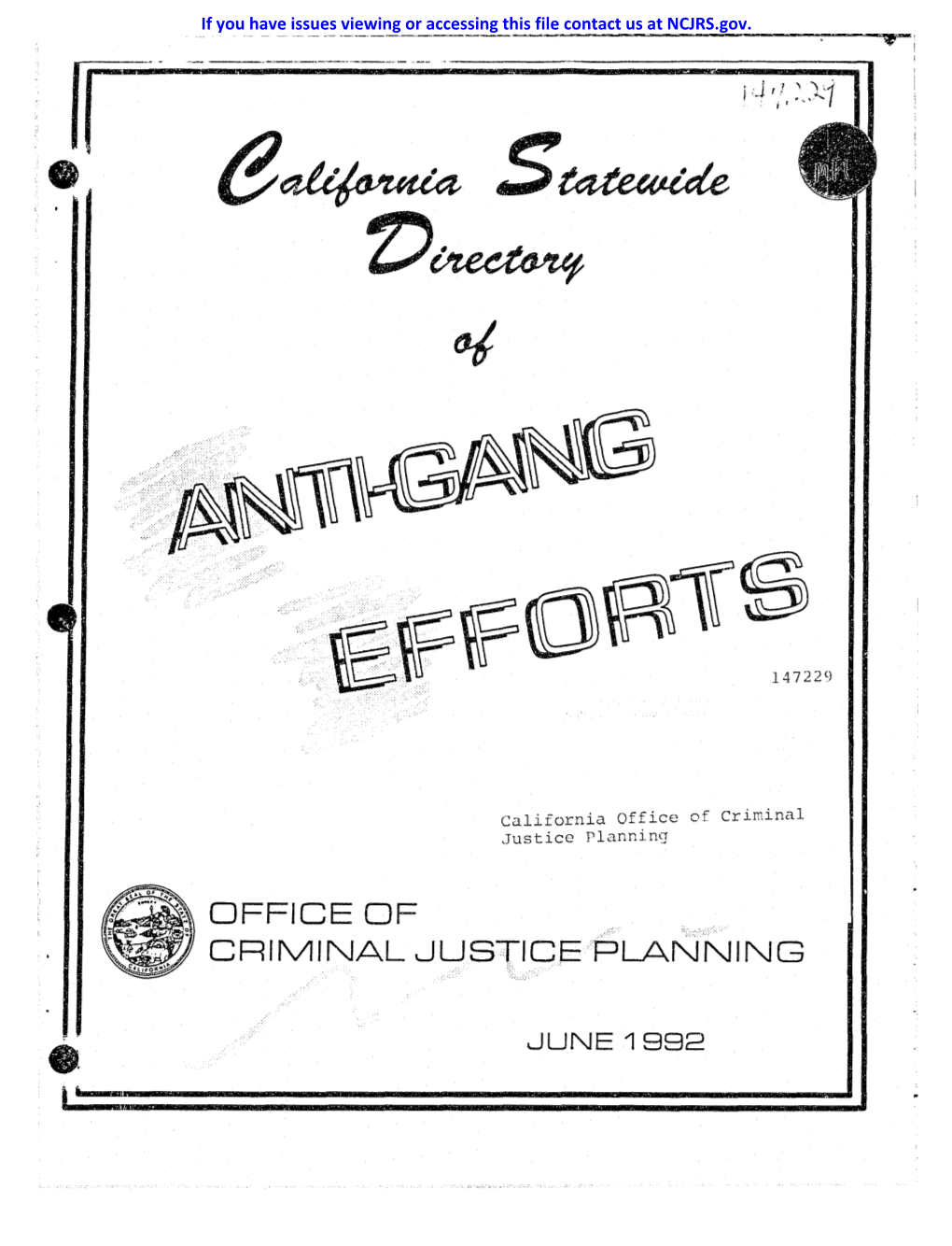 Office of Criminal Justice Planning Sacramento, CA 95814 1130 K Street, Suite 300 (916) 551-1063 Sacramento, CA 95814 (916) 327-8704 Andrew L