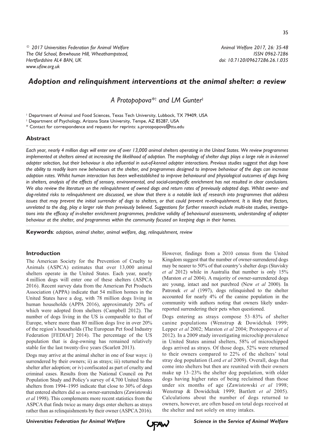 Adoption and Relinquishment Interventions at the Animal Shelter: a Review