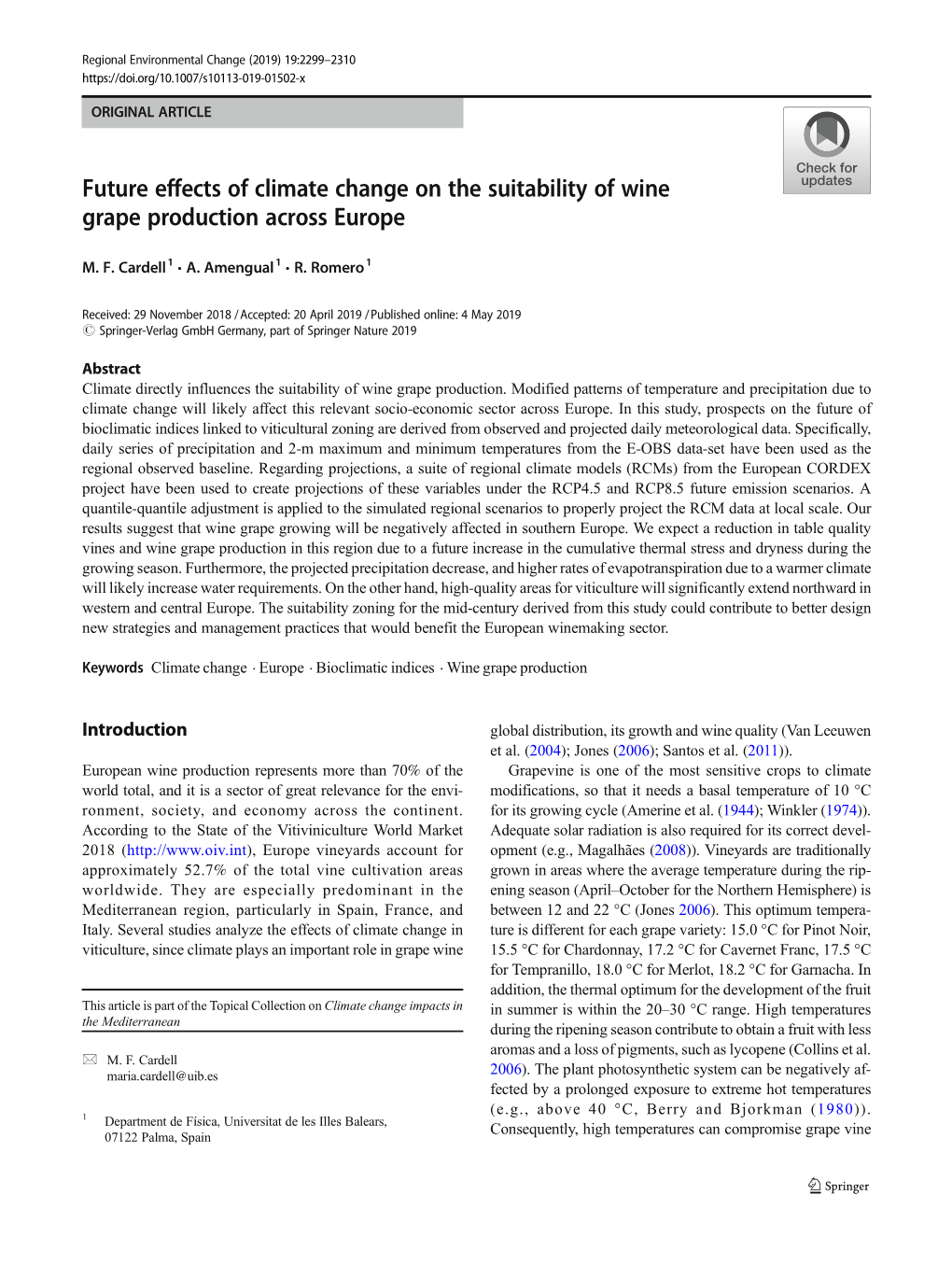 Future Effects of Climate Change on the Suitability of Wine Grape Production Across Europe
