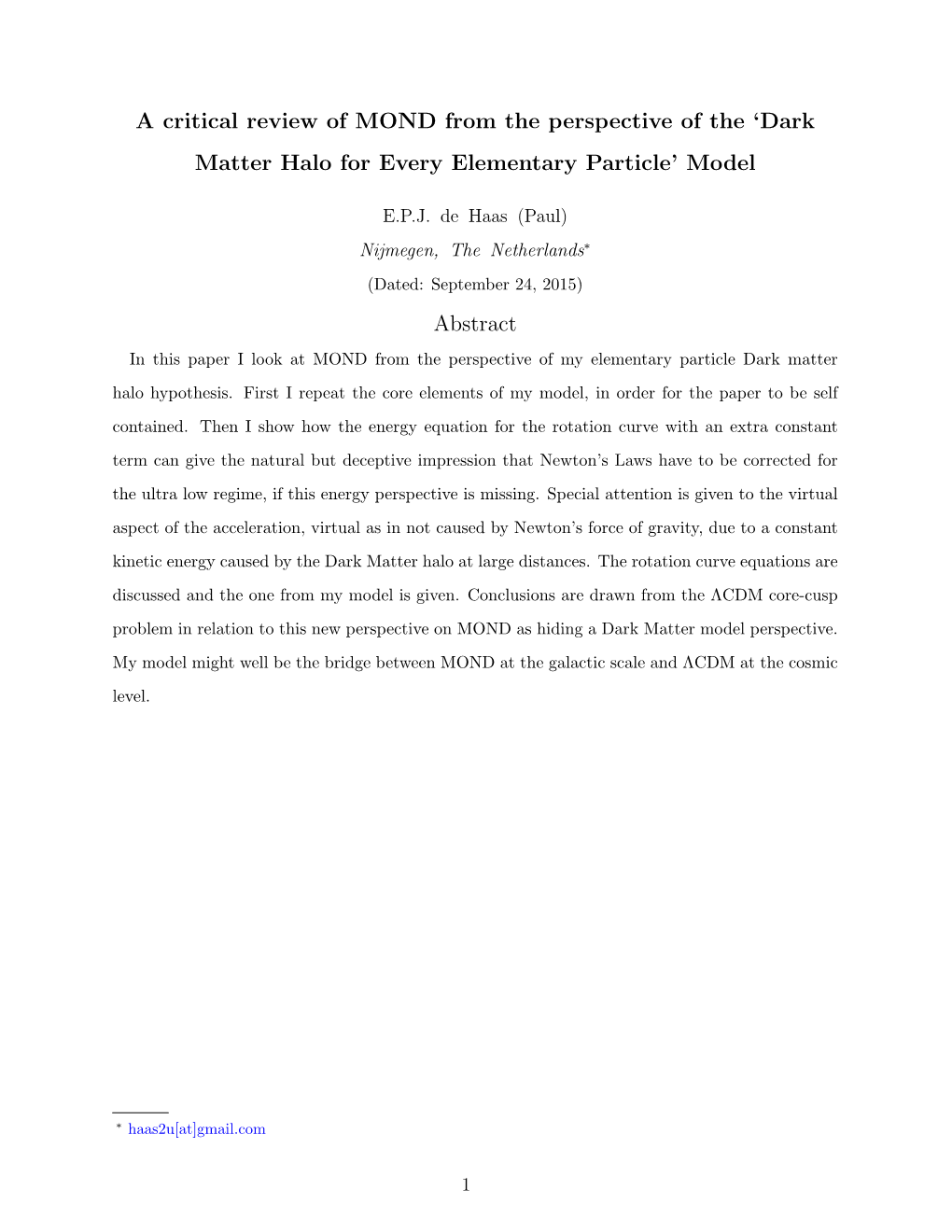 'Dark Matter Halo for Every Elementary Particle' Model