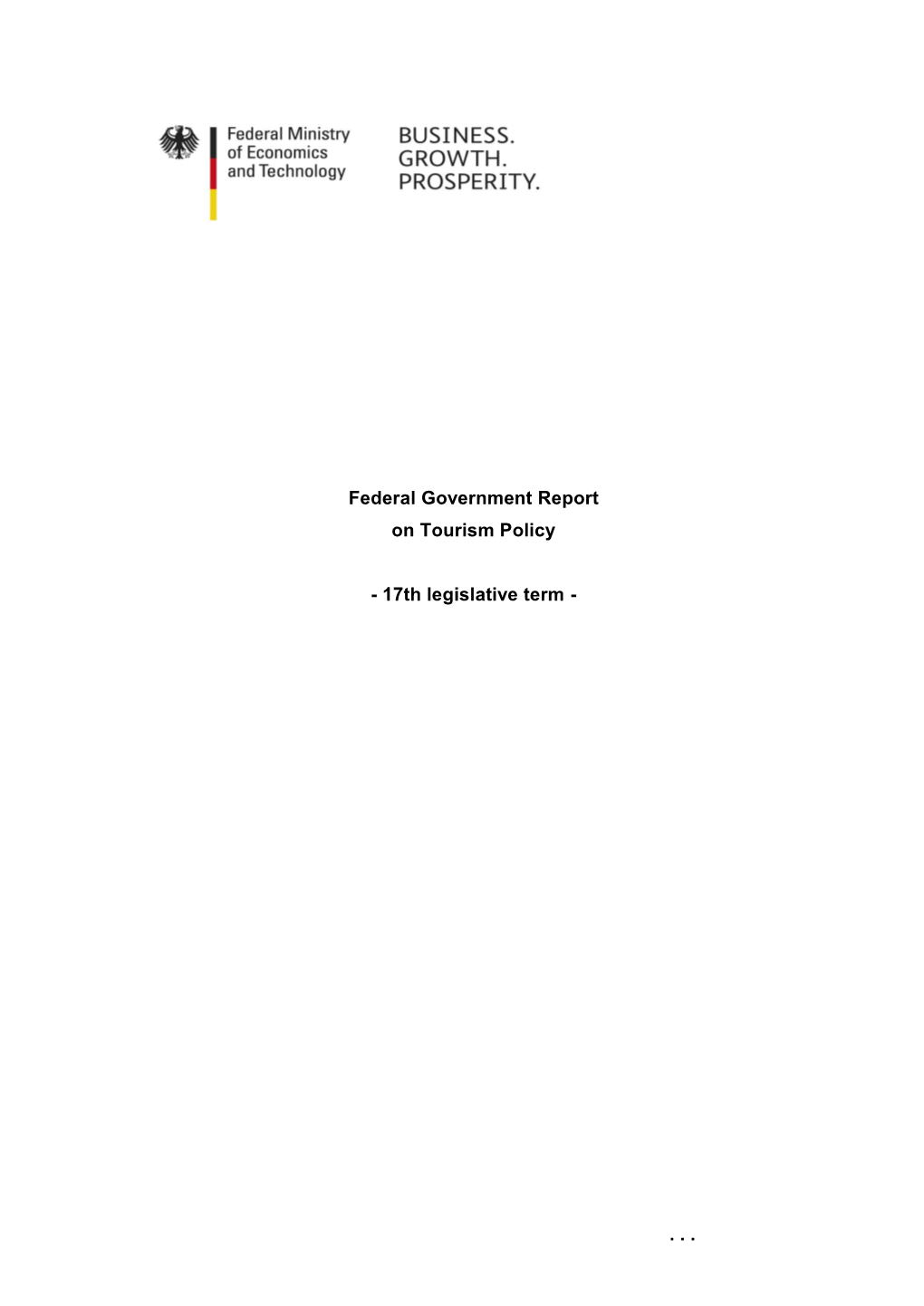 Federal Government Report on Tourism Policy