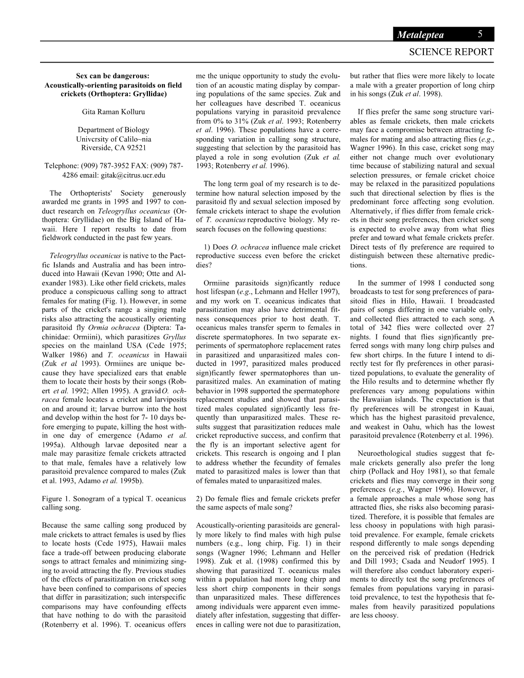 Acoustically-Orienting Parasitoids on Field Crickets (Orthoptera: Gryllidae)