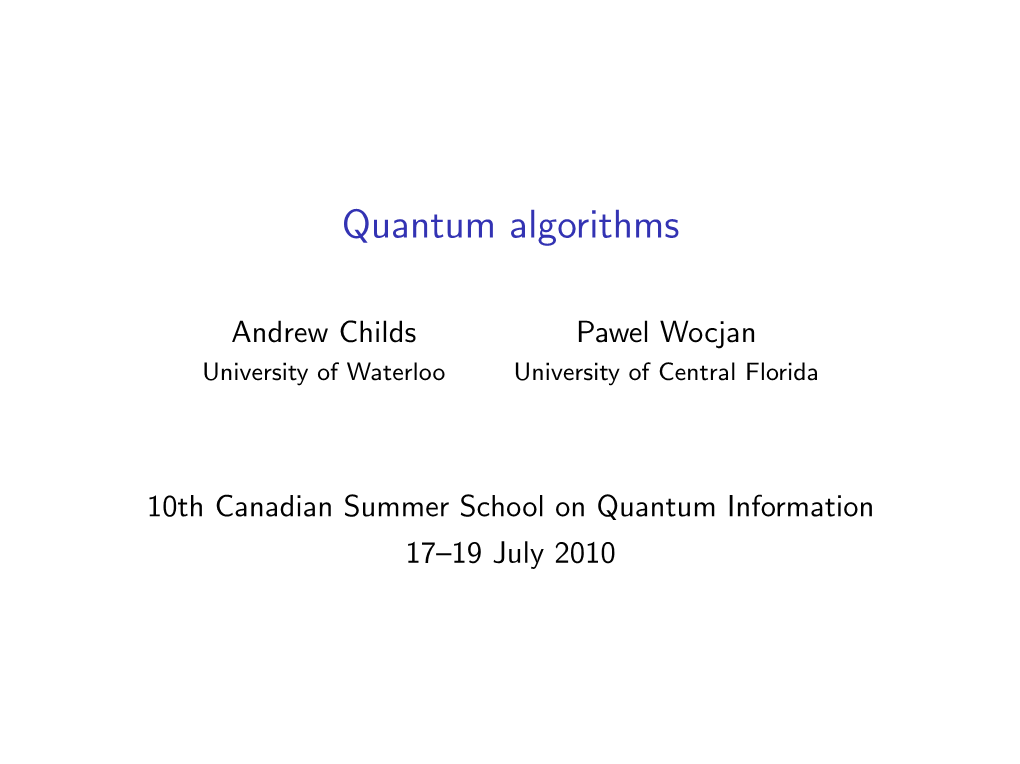 Quantum Algorithms