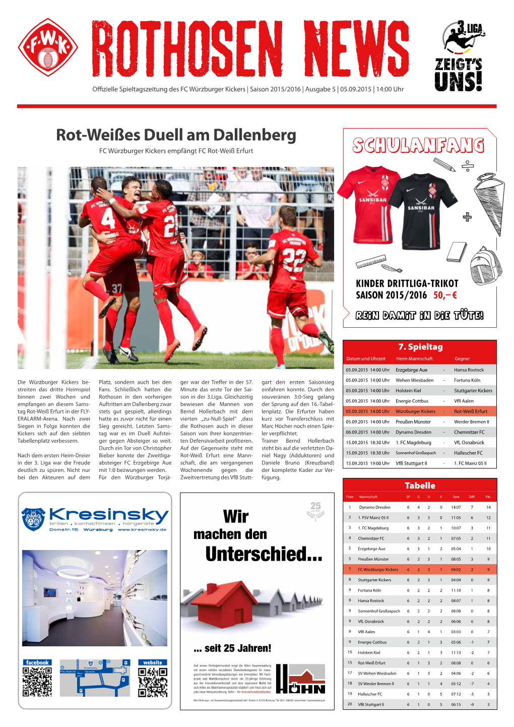 Rothosen News Ausgabe 5 / Saison 2015/16 / 3. Liga