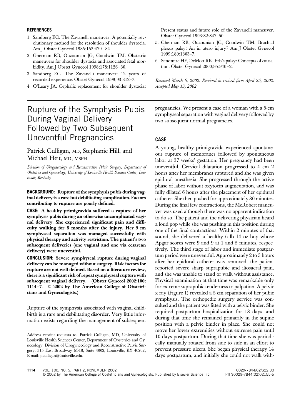 Rupture of the Symphysis Pubis During Vaginal Delivery Followed