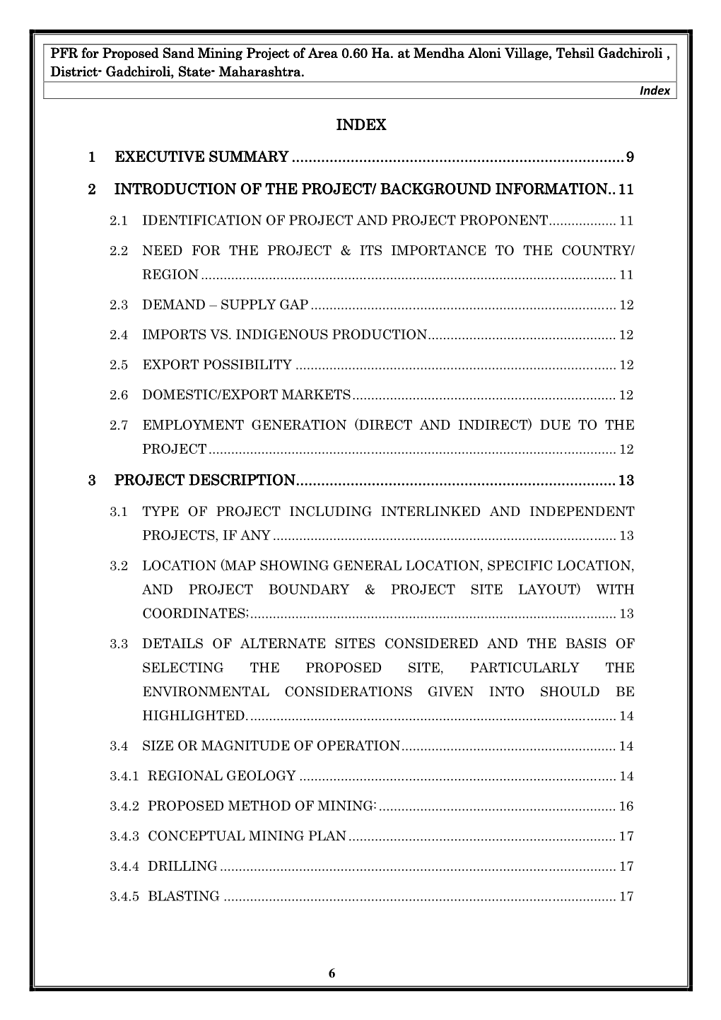 Index 1 Executive Summary Executive Summary