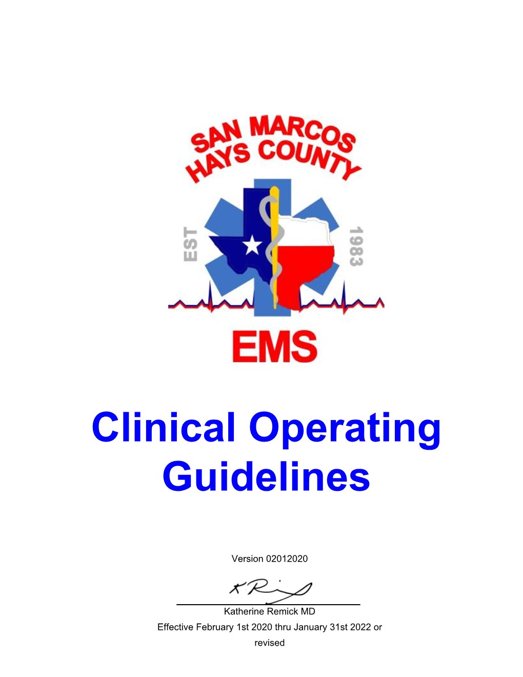 Clinical Operating Guidelines