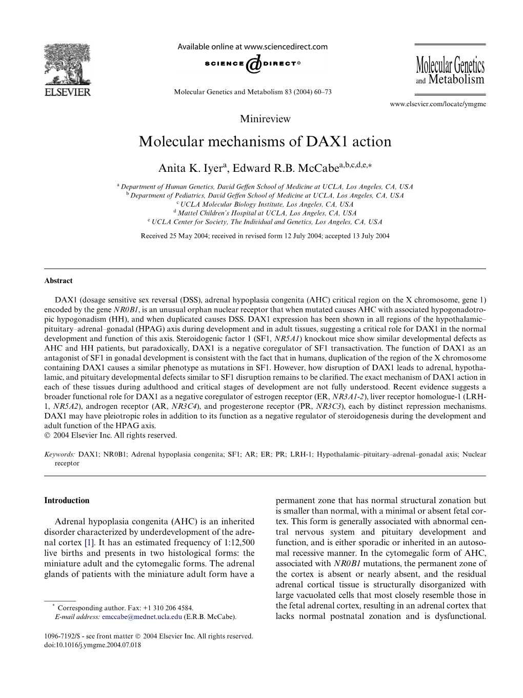 Molecular Mechanisms of DAX1 Action