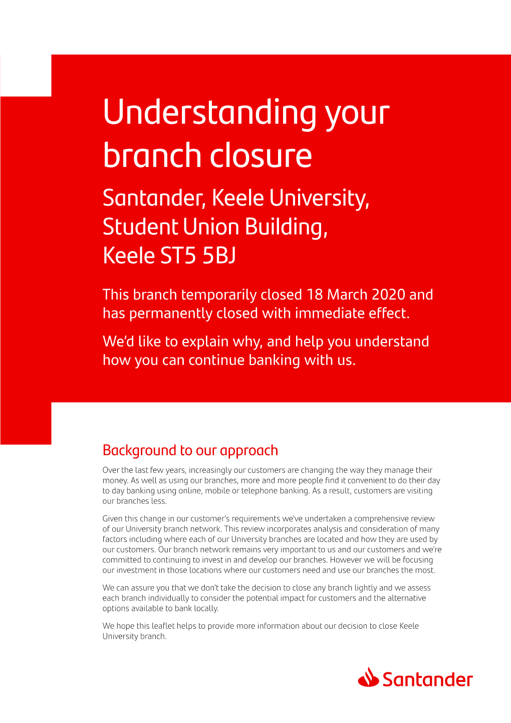 Keele University Closure OCT20