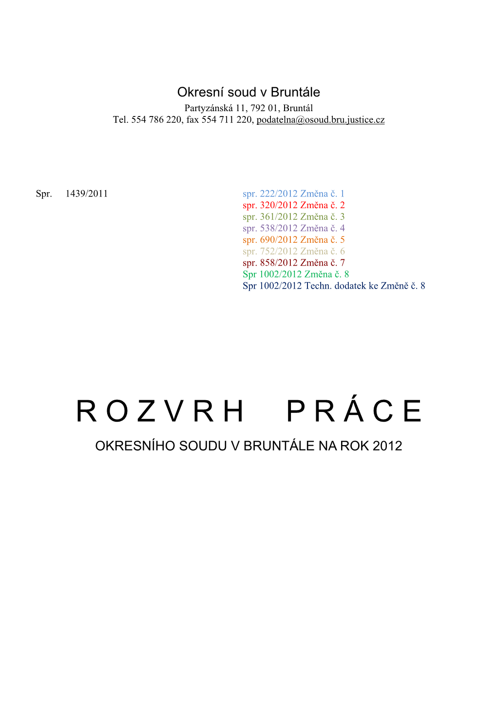 Okresní Soud V Bruntále Partyzánská 11, 792 01, Bruntál Tel