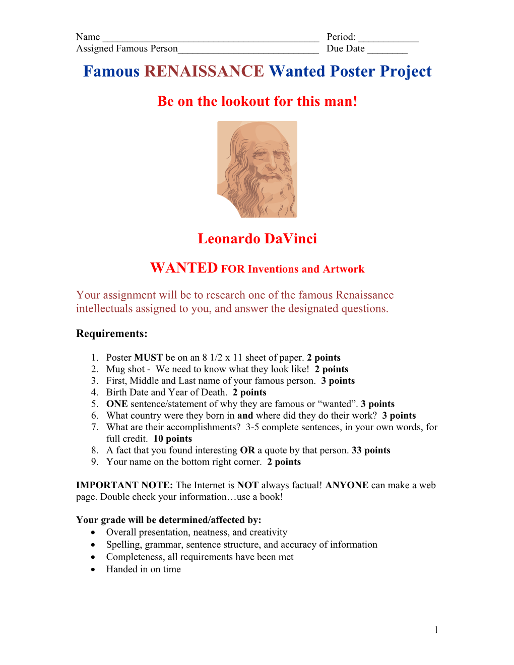 Famous Scientist Wanted Poster Project