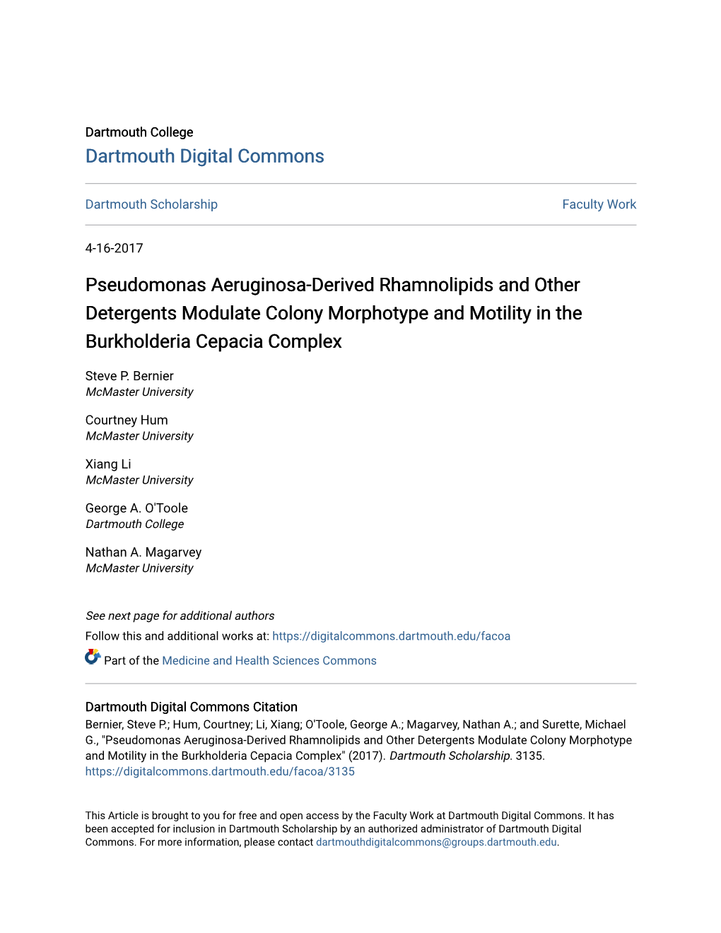 Pseudomonas Aeruginosa-Derived Rhamnolipids and Other Detergents Modulate Colony Morphotype and Motility in the Burkholderia Cepacia Complex