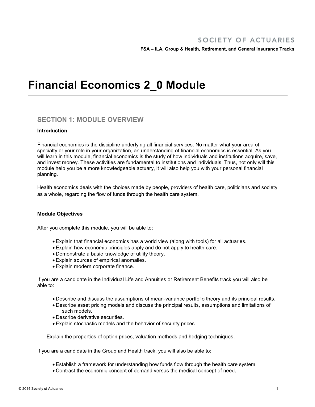 Financial Economics 2 0 Module