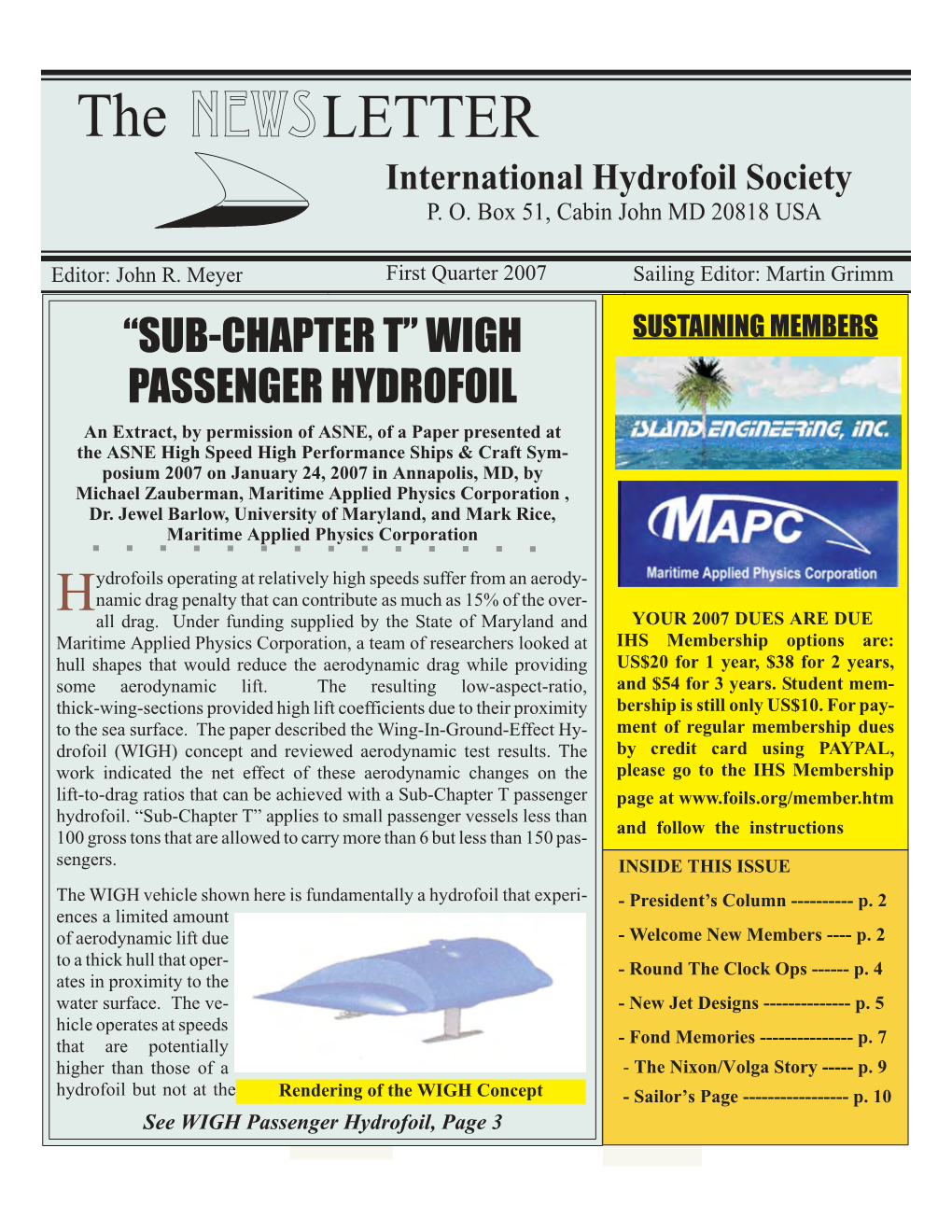 IHS Newsletters for 2007