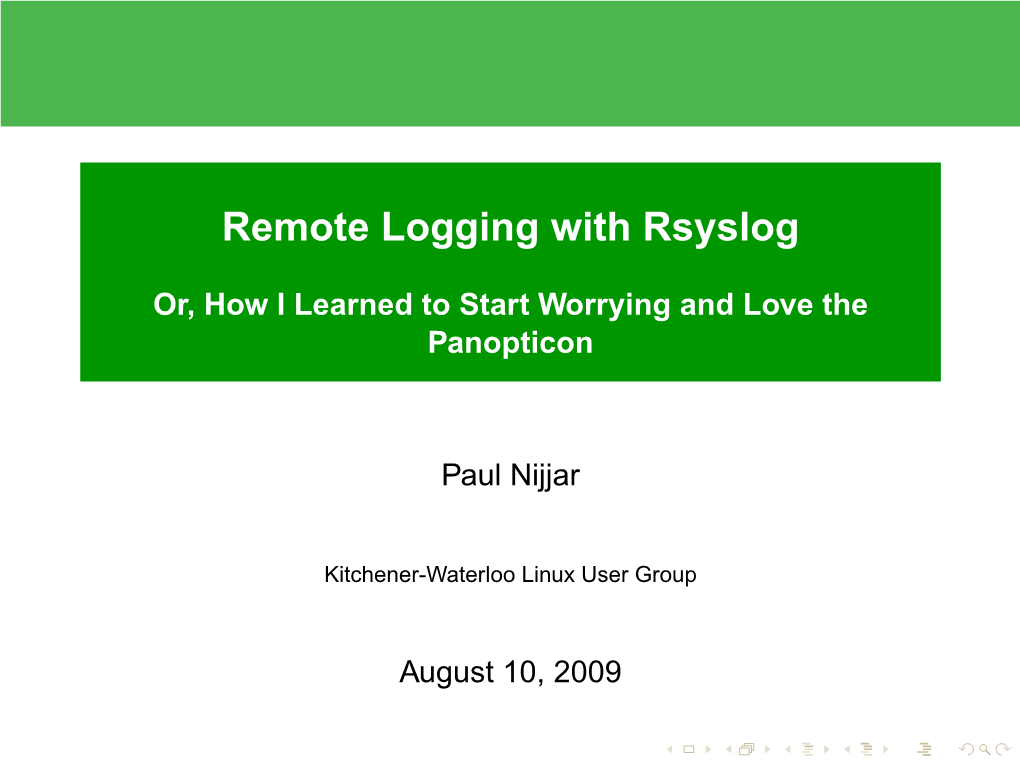 Remote Logging with Rsyslog