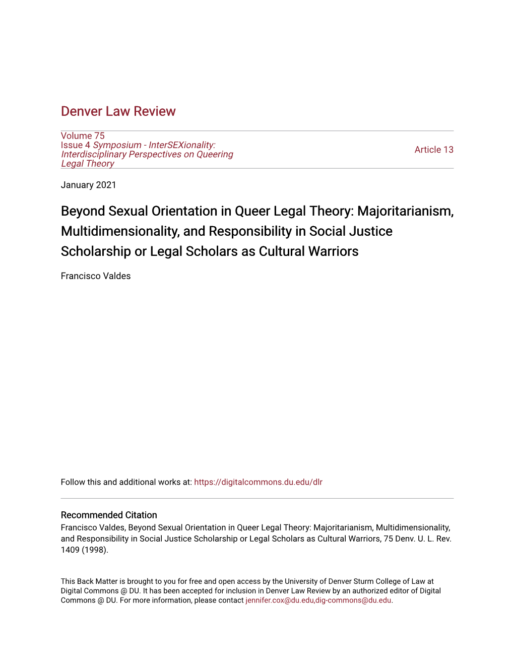 Beyond Sexual Orientation in Queer Legal Theory