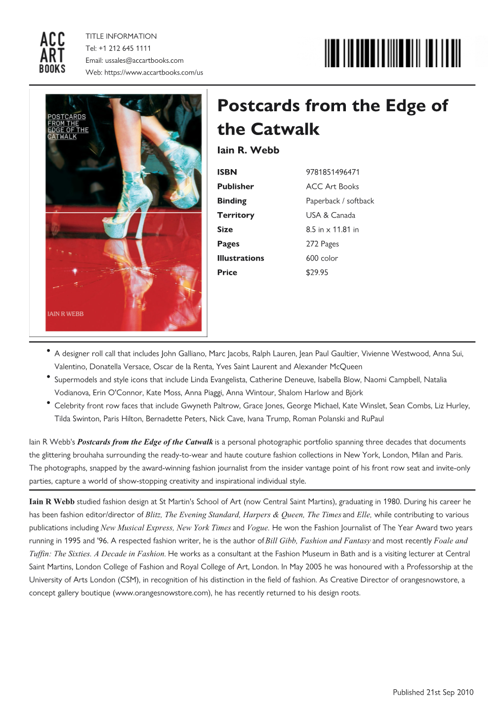 Postcards from the Edge of the Catwalk Datasheet