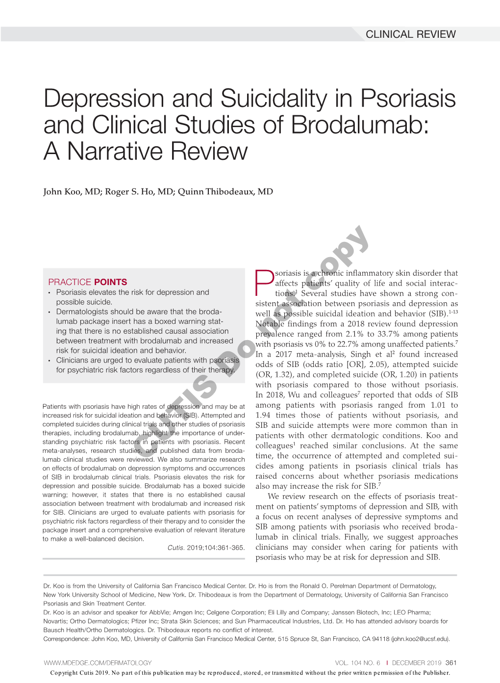 Depression and Suicidality in Psoriasis and Clinical Studies of Brodalumab: a Narrative Review