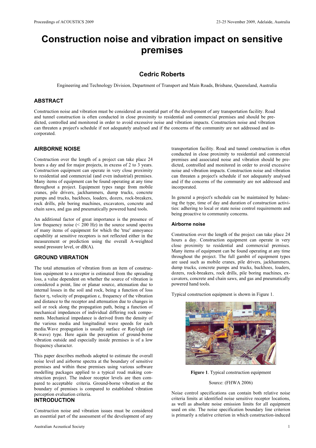 Construction Noise and Vibration Impact on Sensitive Premises