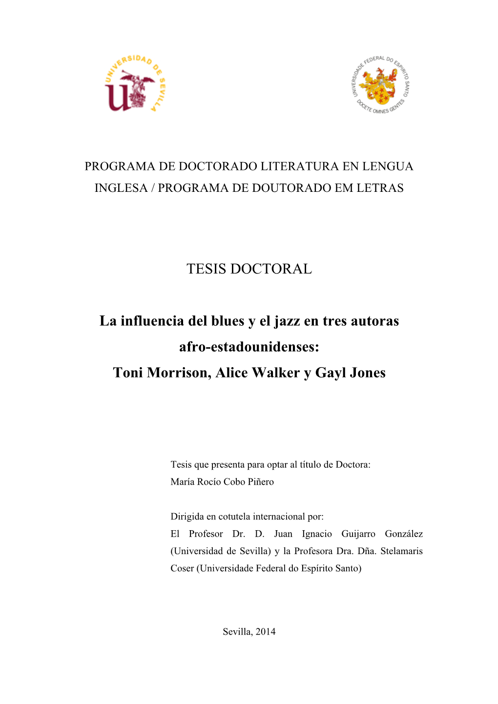 TESIS DOCTORAL La Influencia Del Blues Y El Jazz En Tres Autoras Afro