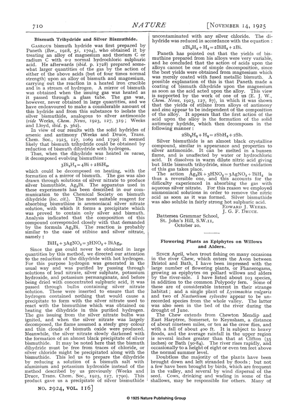 Bismuth Trihydride and Silver Bismuthide