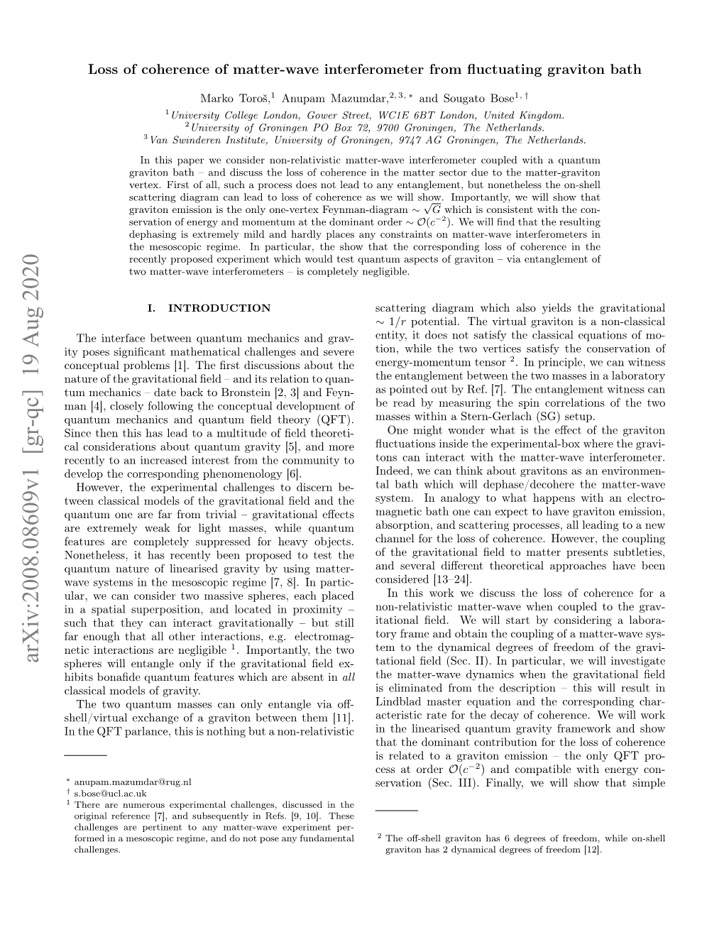 Arxiv:2008.08609V1 [Gr-Qc] 19 Aug 2020 Spheres Will Entangle Only If the Gravitational ﬁeld Ex- Tational ﬁeld (Sec