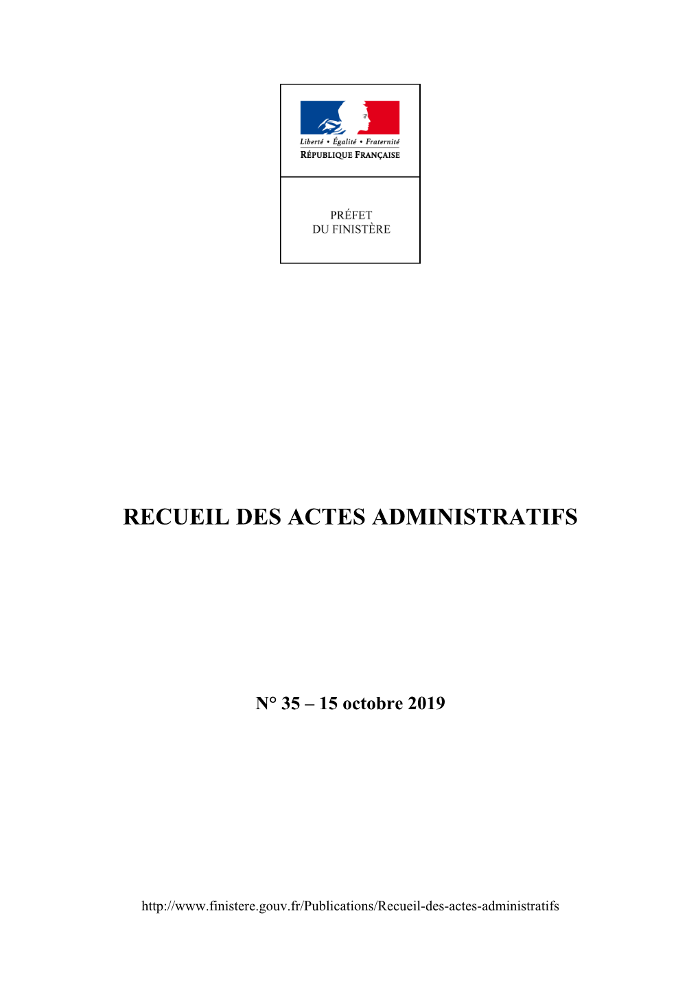 Recueil Des Actes Administratifs