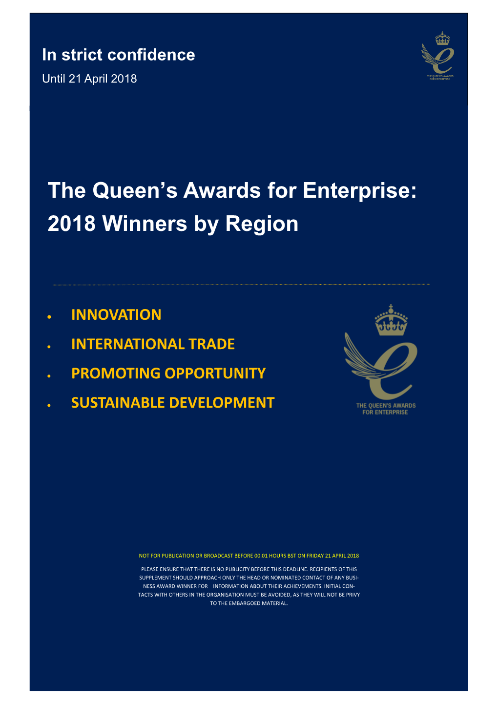 The Queen's Awards for Enterprise 2018 Press Book