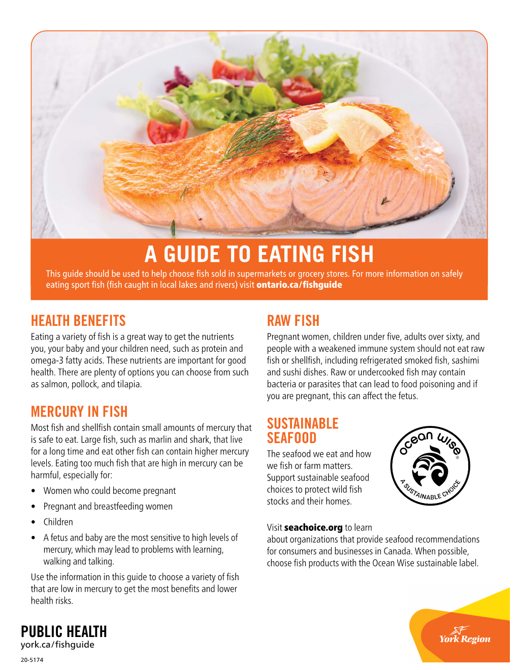 York Region Public Health a Guide to Eating Fish