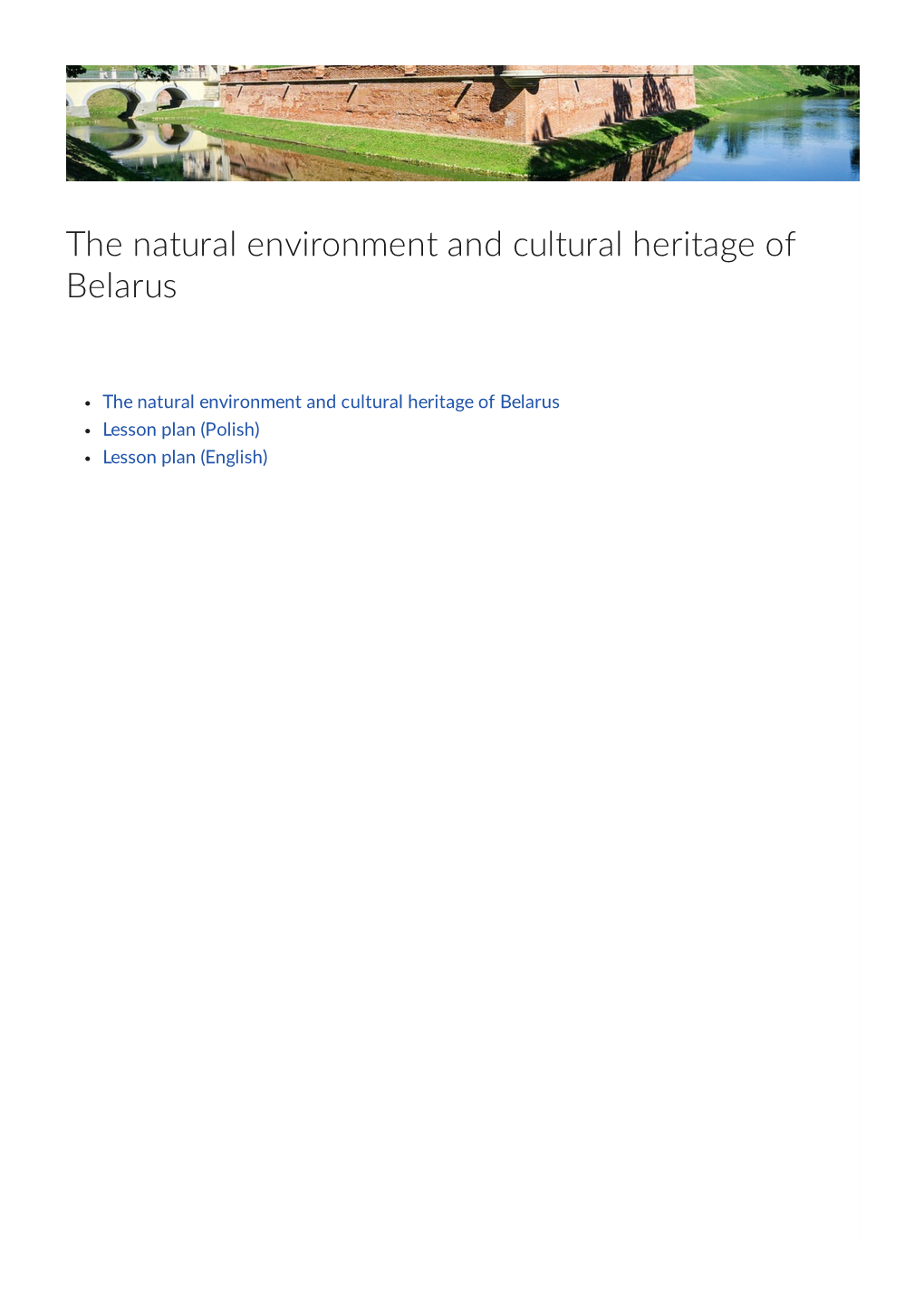The Natural Environment and Cultural Heritage of Belarus