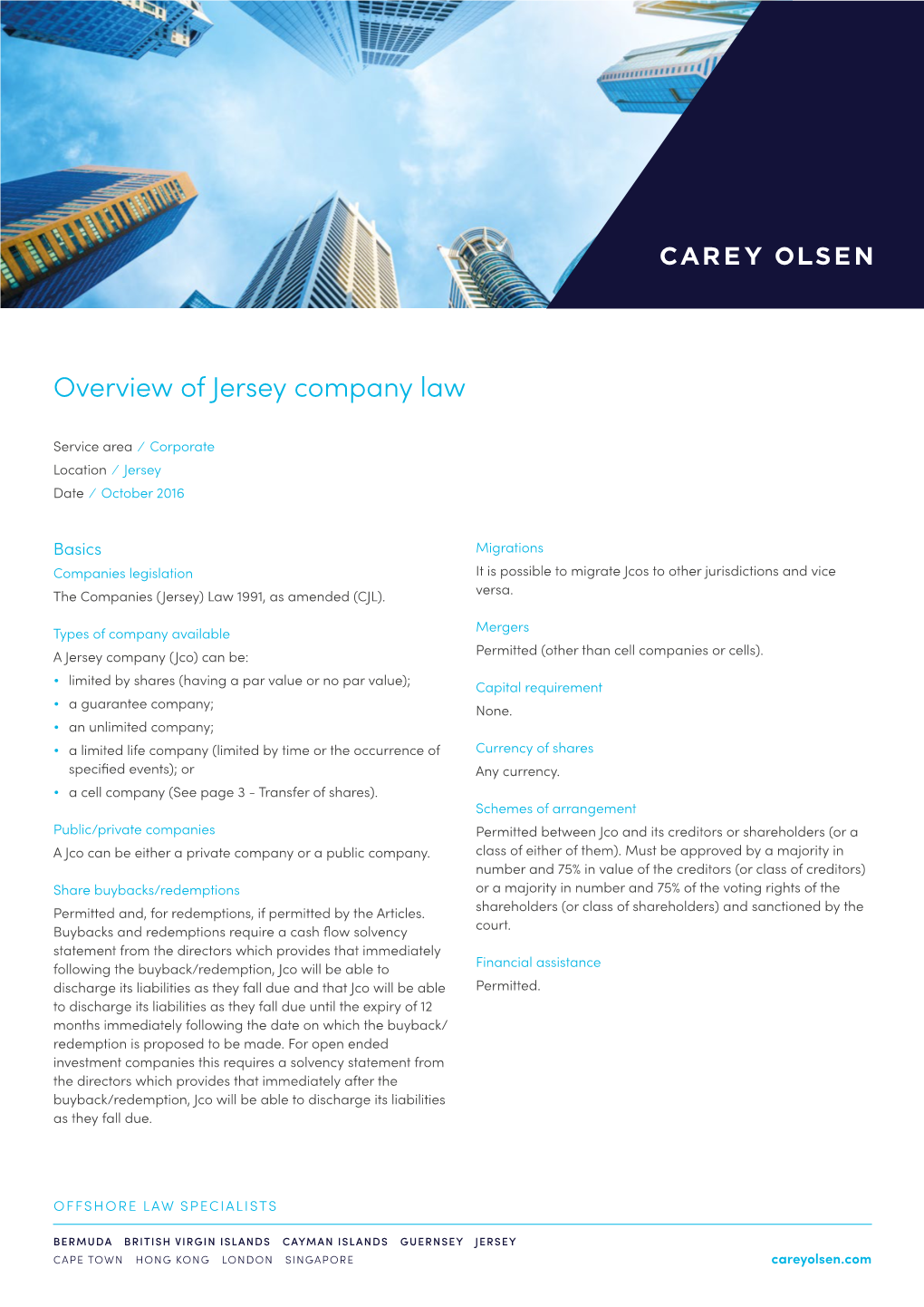 Overview of Jersey Company Law