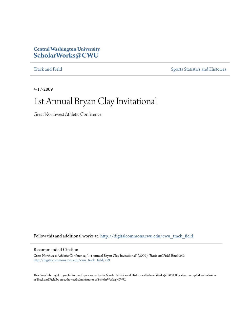 1St Annual Bryan Clay Invitational Great Northwest Athletic Conference